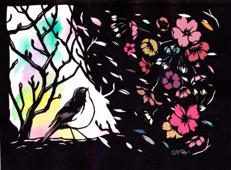 桜と野鳥